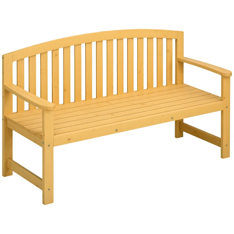 Outsunny 2-zits tuinbank hout, weerbestendige zitbank, tuinmeubel met rugleuning, 240 kg draagbaar 140 x 50 x 85 cm, Orange(m-11)
