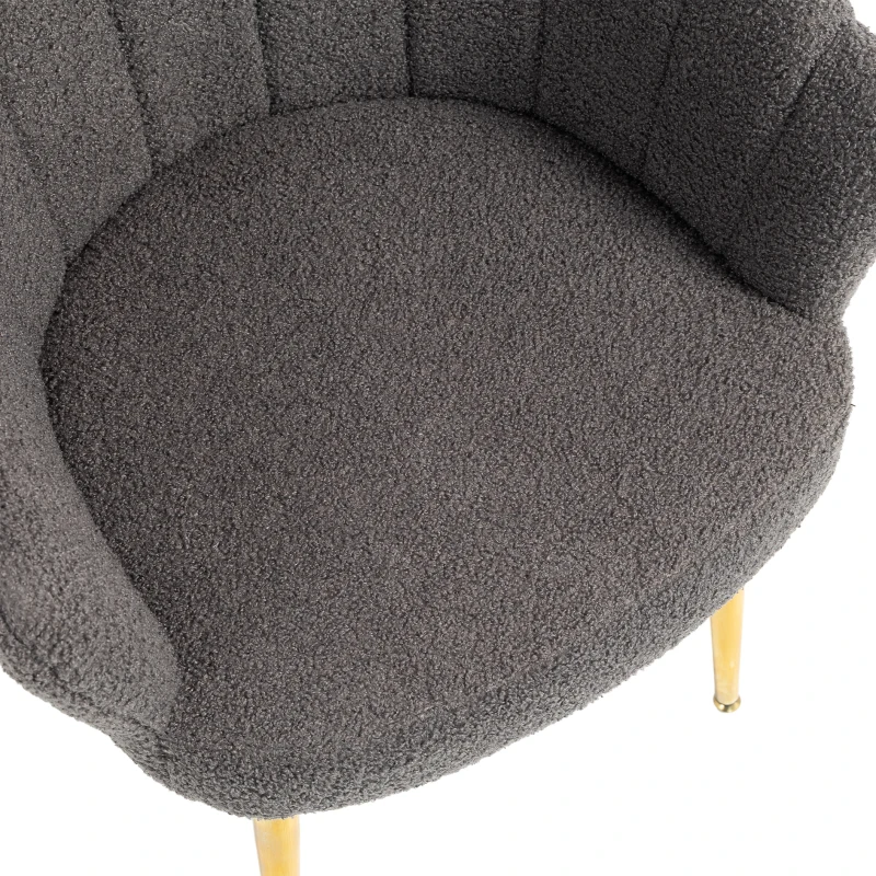 HOMCOM Lounge Chair Petal-Back Armchair Metal Metal Legs for Living Room Bedroom, Grey