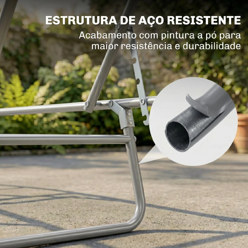 Outsunny Espreguiçadeira de Jardim Dobrável com Toldo Removível e Ajustável e Encosto Ajustável em 4 Posições  187x58x36 cm Cinza Claro
