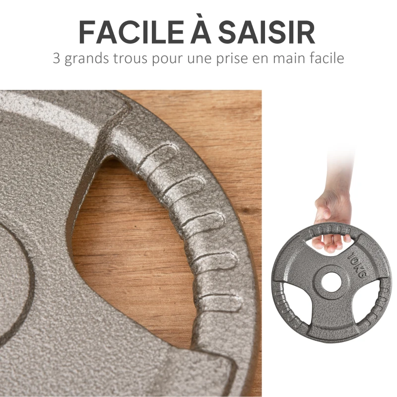 HOMCOM Disques de Poids 2,5/2,5/5/5 kg, Total 15 kg, en Acier, 4 Poids Musculation pour Barres Olympiques 50 mm, Acier, Noir