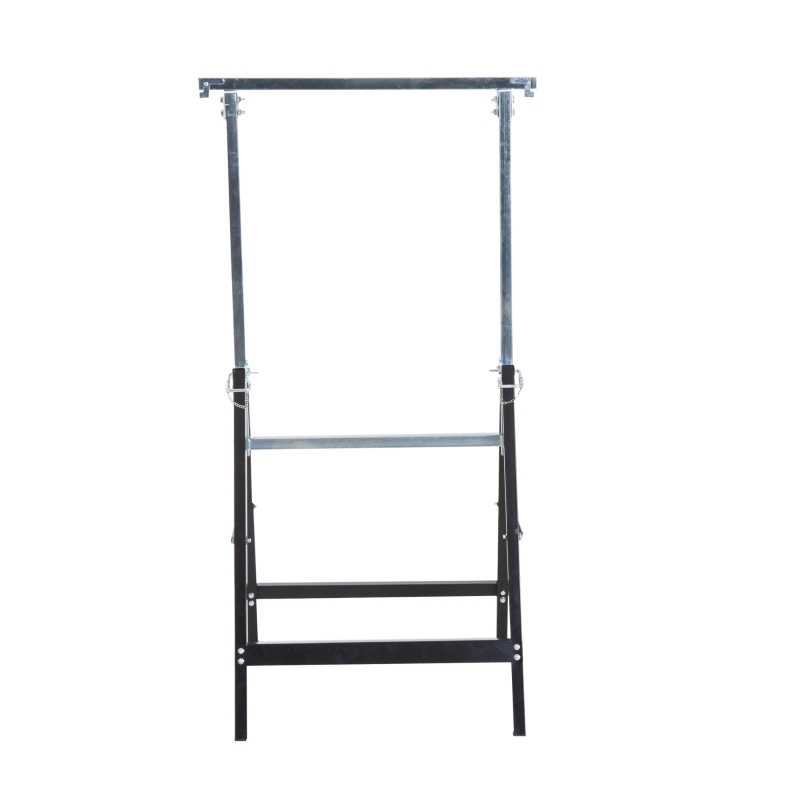 HOMCOM Set 2 Cavalletti da Lavoro Pieghevoli Portata 200 kg, Altezza Regolabili 80-130 cm, Cavalletti Telescopici Salvaspazio in Acciaio per Fai da Te, Garage e Giardino, Nero