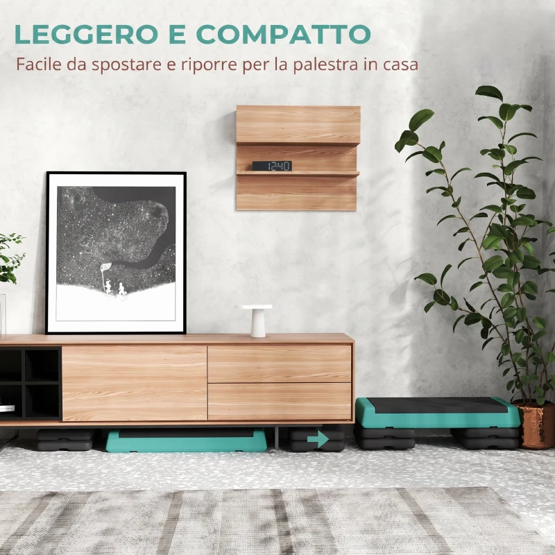 SPORTNOW Stepper Fitness Regolabile a 10.5/15.5/20.5 cm con Superficie Antiscivolo e Capacità 250 kg, Verde