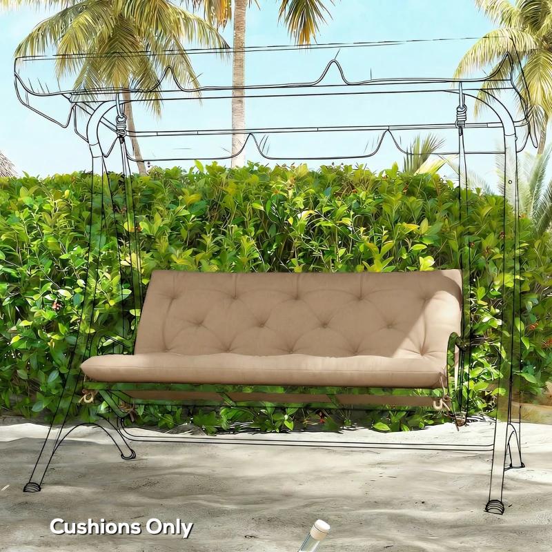Outsunny Garden Bench Cushion, 2 Seater Swing Chair Cushion, Seat Pad with Ties for Indoor and Outdoor Use, 110 x 120 cm