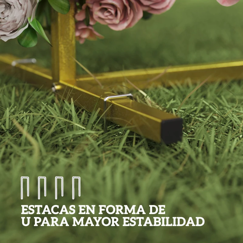 Outsunny Arco de Jardín para Rosas de Metal Arco de Boda Resistente a la Intemperie para Decoración Patio 200x40x200 cm Dorado