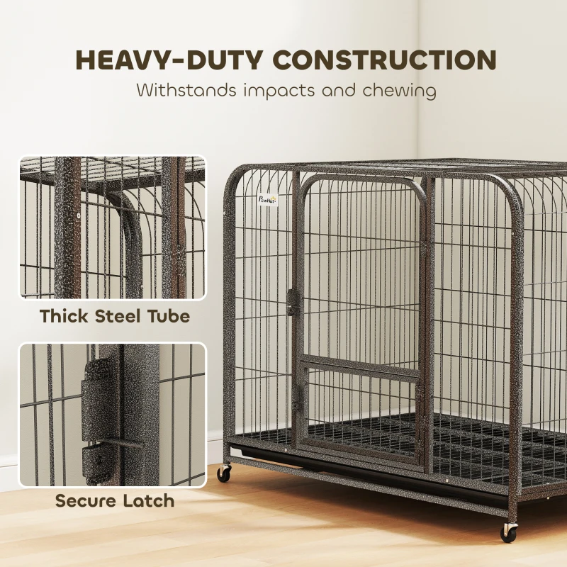 PawHut Heavy Duty Dog Crate,109 x 72 x 85 cm, Large Dog Cage for Small to Large Breeds