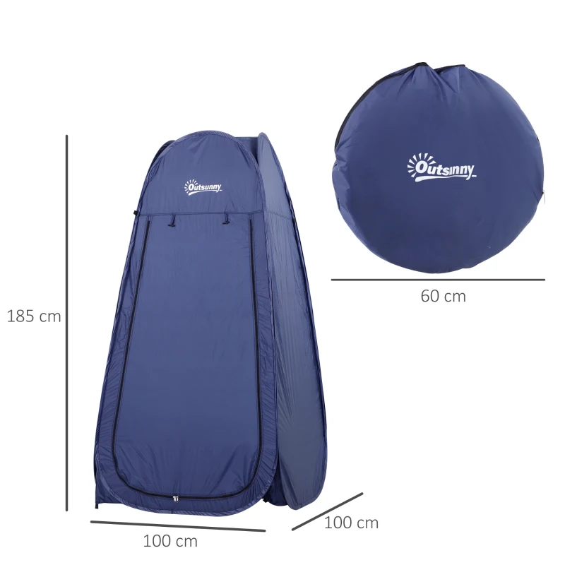 Outsunny Tenda da Doccia Pop Up Impermeabile in Poliestere e Plastica, 100x100x185 cm, Blu Navy
