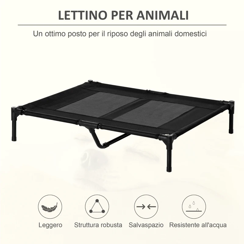 PawHut Brandina per Cani Grandi in Metallo e Tessuto Oxford con Borsa di Trasporto, 92x76x18cm, Nero