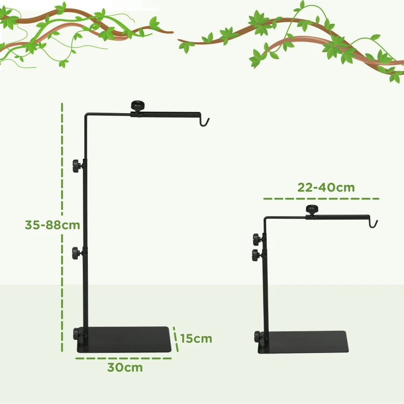 PawHut Warmtelampstandaard voor Terrarium, Hoogteverstelbaar, 40x15x95cm, Zwart