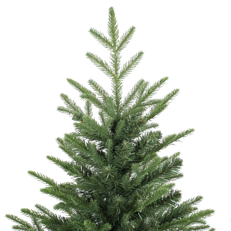 HOMCOM 150cm Artificial Christmas Tree Full Hinged Xmas Tree Solid Pine Wood Stand, Green