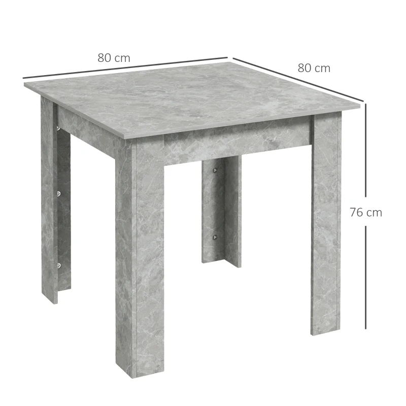 HOMCOM Square Dining Table, Modern Small Dining Table with Faux Cement Effect, Space Saving, Cement Grey