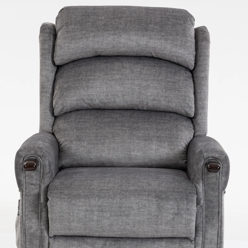 HOMCOM Power Lift Recliner with Vibration Massage and Heat, Lift Chair for Tall with Wood Grip, Pocket Spring, Light Grey