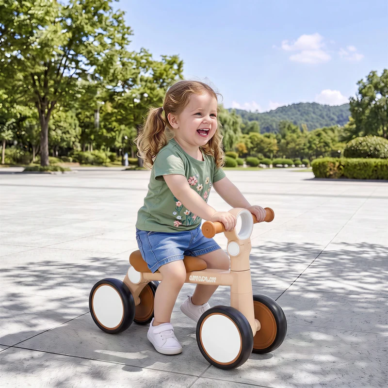 AIYAPLAY Balance Bike, Lightweight Baby Balance Bike with Foldable Design, Adjustable Seat, No Pedal for 1–2 Years, Pink