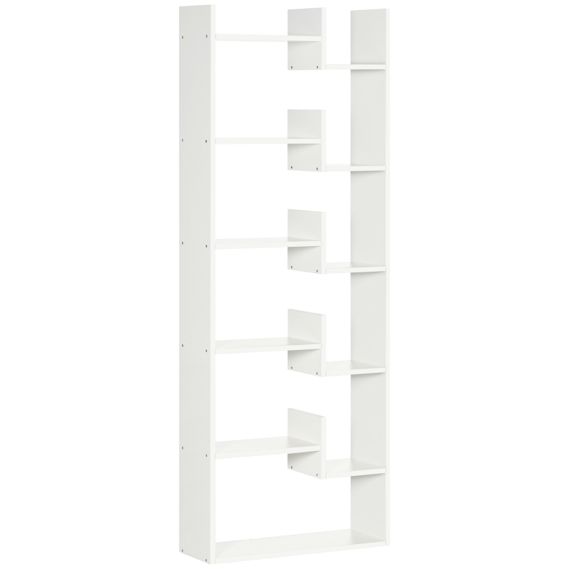 HOMCOM Estantería Librería de 6 Niveles Estantería de Madera con 11 Compartimientos Abiertos 61x21,6x162,6 cm Blanco