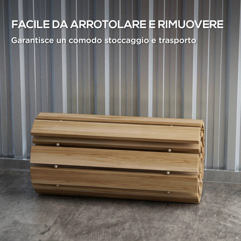 Outsunny Passerella per Giardino a Doghe Arrotolabili in Legno di Abete, 120x38 cm, Color Legno
