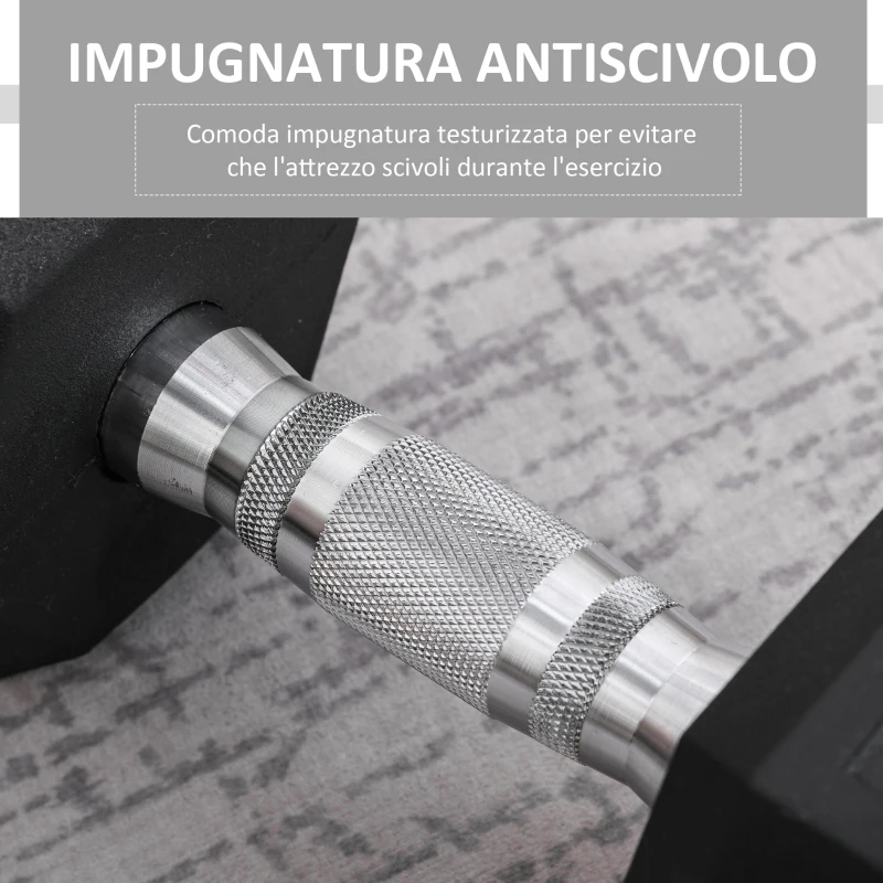 HOMCOM Manubrio da 12.5 kg Esagonale Singolo con Impugnatura Zigrinata Antiscivolo, Nero