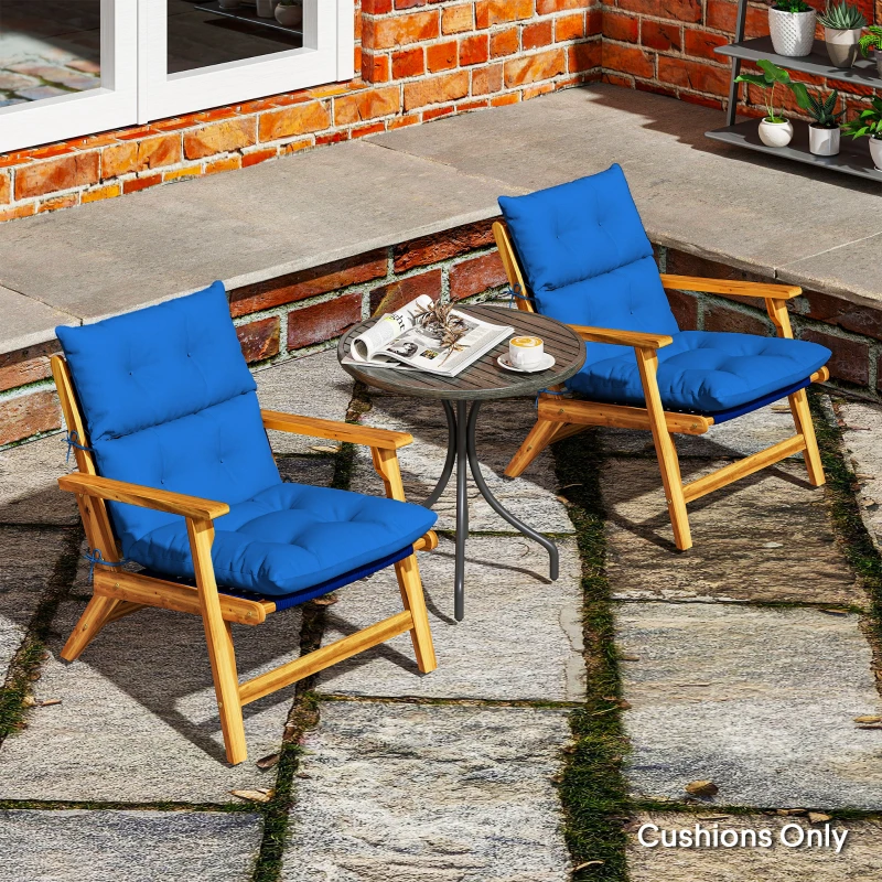 Outsunny Set of 2 Rocking Chair Padded Seat Cushions - Blue