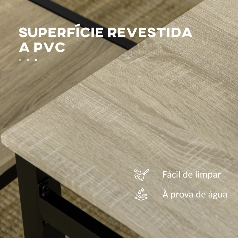HOMCOM Conjunto de Mesa e Cadeiras de Refeição Mesa de Cozinha Retangular com 4 Cadeiras Estilo Moderno Carvalho e Preto