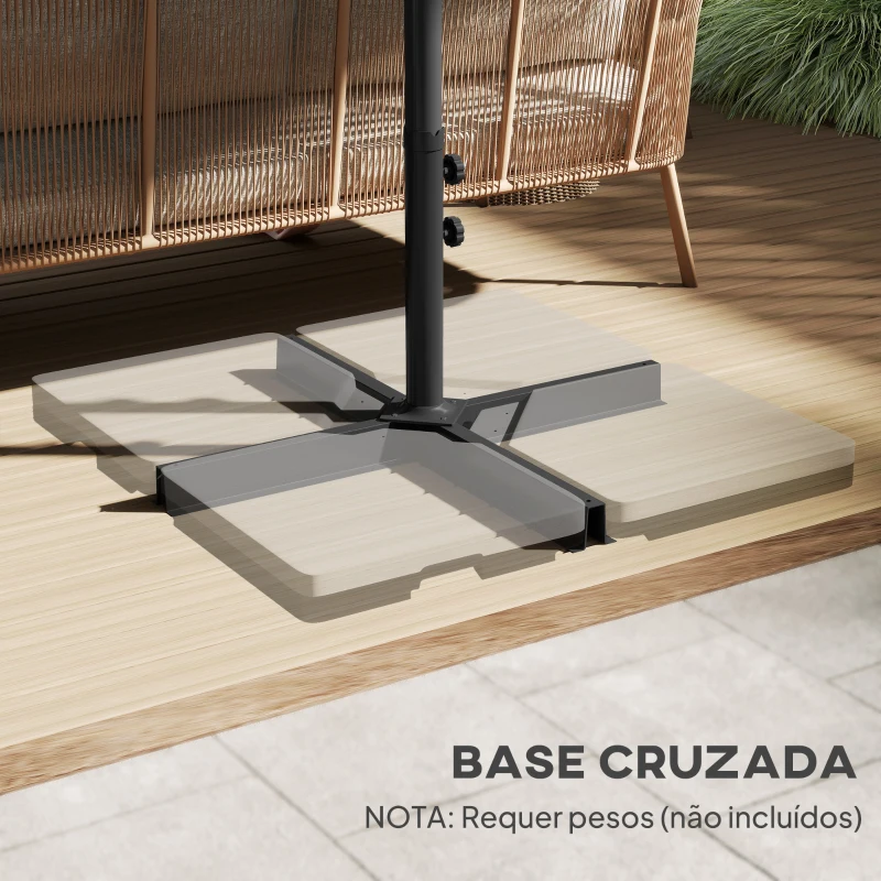 Outsunny Chapéu de Sol Duplo 4,55x2,65x2,38 m Chapéu de Sol de Jardim com Manivela Manual com Proteção Solar UV Creme