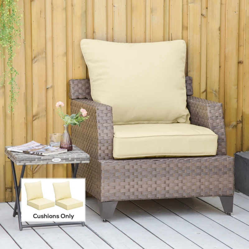 Outsunny 4 Pieces Outdoor Seat and Back Cushion Set Patio Deep Seating Chair Replacement Cushion, Beige