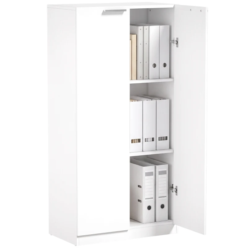 HOMCOM 120 cm Tall Storage Cabinet Cupboard, 3-Tier File Organiser Wooden Filing Cabinet, White