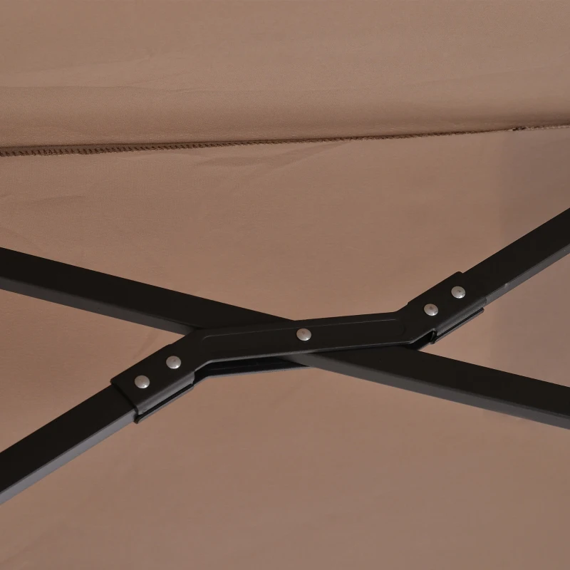 Outsunny parasol met zwengel dubbele parasol tuinparasol zonwering metaal bruin