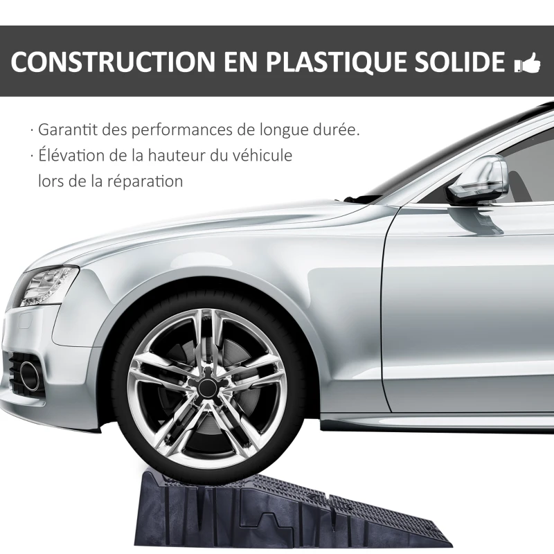 DURHAND Rampes de chargement en plastique pour voiture rampes accès 2 pièces capacité de 2,5 tonnes 91 x 30 x 21 cm noir