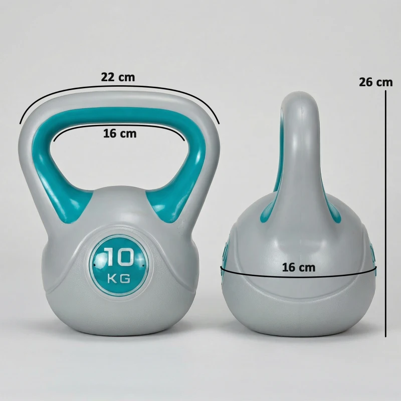 SPORTNOW Kettlebell, 10kg Kettle Bells with Handle for Home Gym Weight Lifting and Strength Training, Light Blue and Grey