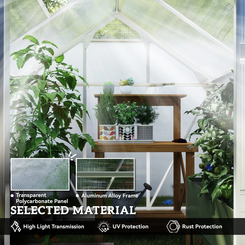 Outsunny 6 x 6ft Polycarbonate Greenhouse - Clear