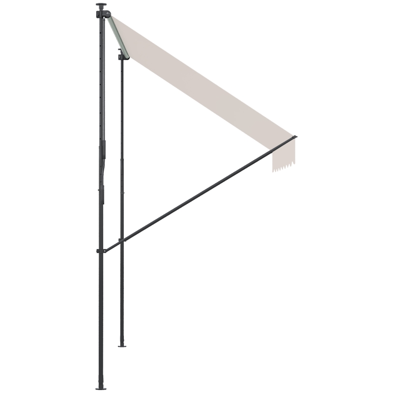 Outsunny Toldo Manual Retrátil Ajustável 200x170x200-290 cm com Manivela Proteção Solar UV40+ para Varanda Jardim Creme