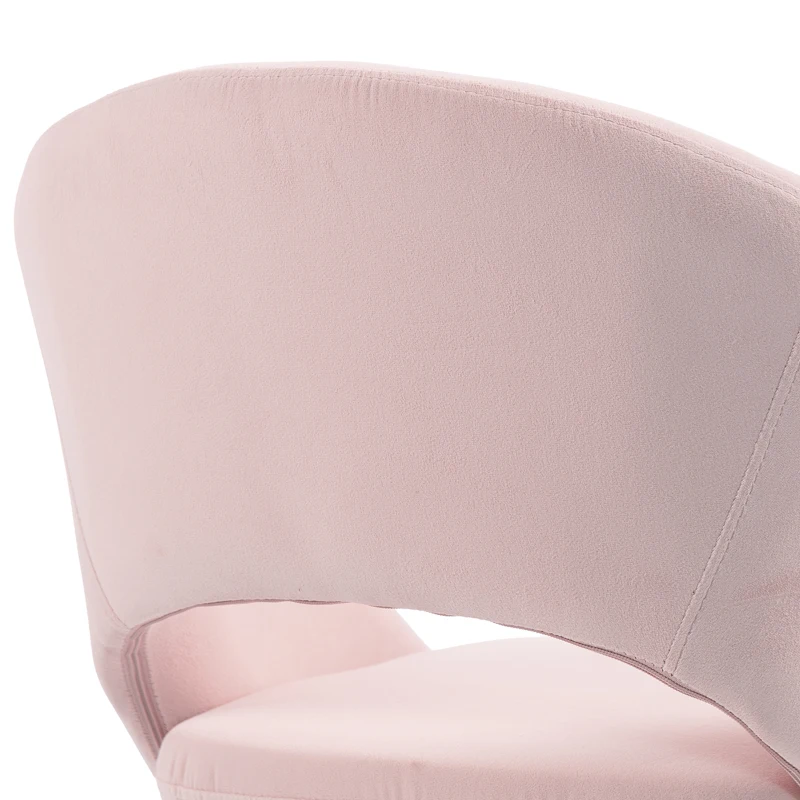 HOMCOM Velvet Desk Chair, Modern Office Chair with Height-Adjustable, Wheels, for Home Study Bedroom, Pink