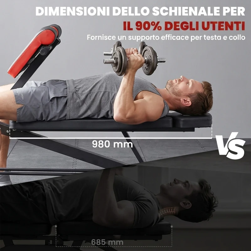HOMCOM Panca Piana Multifunzione da Palestra Regolabile con 2 Reclinazioni, 4 Regolazioni del Piede, Nero