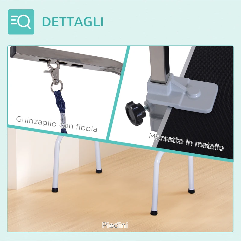 PawHut Tavolo da Toelettatura e Tosatura Carico 30kg per Cani e Gatti 81x48.5x80cm