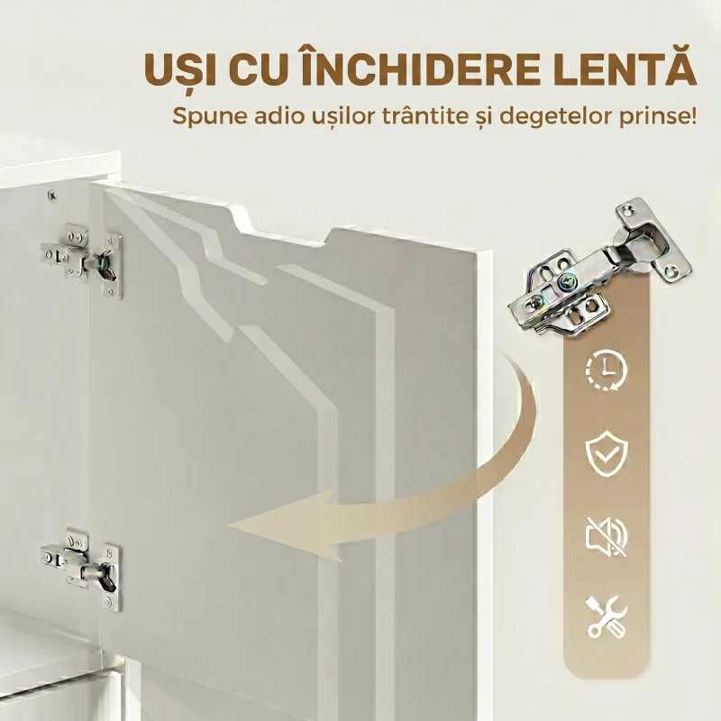 HOMCOM Gaveteira de Escritório com 5 Gavetas, Armário com Fecho Suave, Rodas e Suporte para Impressora, Branco