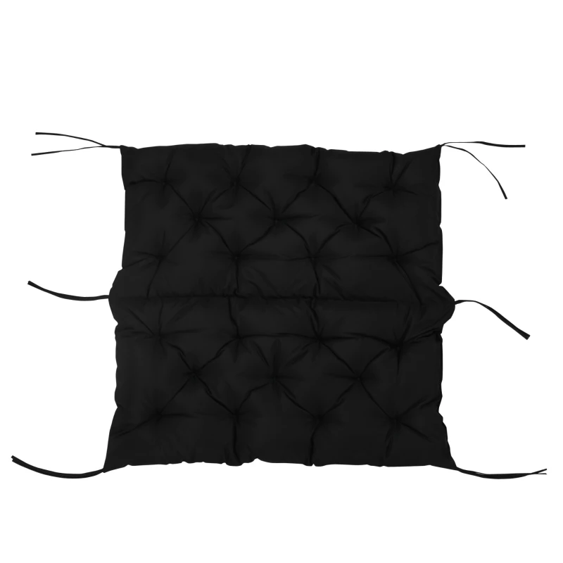 Outsunny 3-zits Bankkussen 100x98x8 cm met Banden, Bankkussen voor Tuinmeubels Schommelbank, Zwart