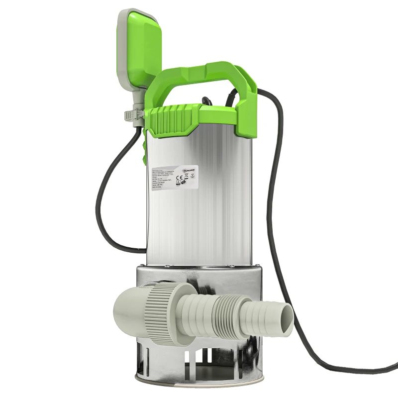 Outsunny Bomba Sumergible de 1100 W para Aguas Sucias con Caudal de 18.000 l/h y Control Automático Mediante Flotador