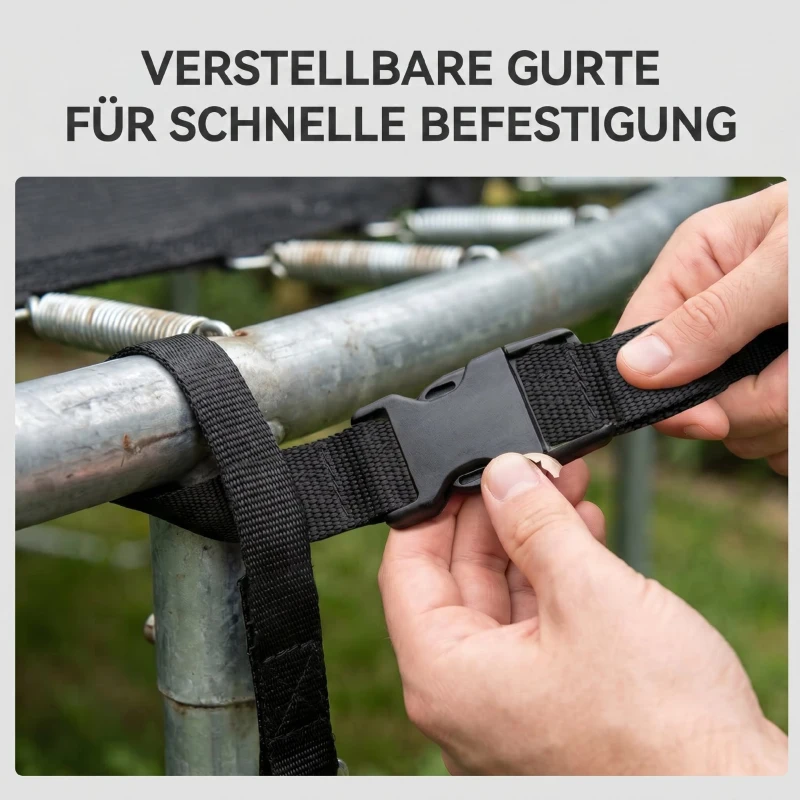 SPORTNOW Bodenanker Schraube 4er Set 32 cm spiralförmige Trampolin Pfähle Anker mit Dreiecksgriff, verstellbare Gurte Silber