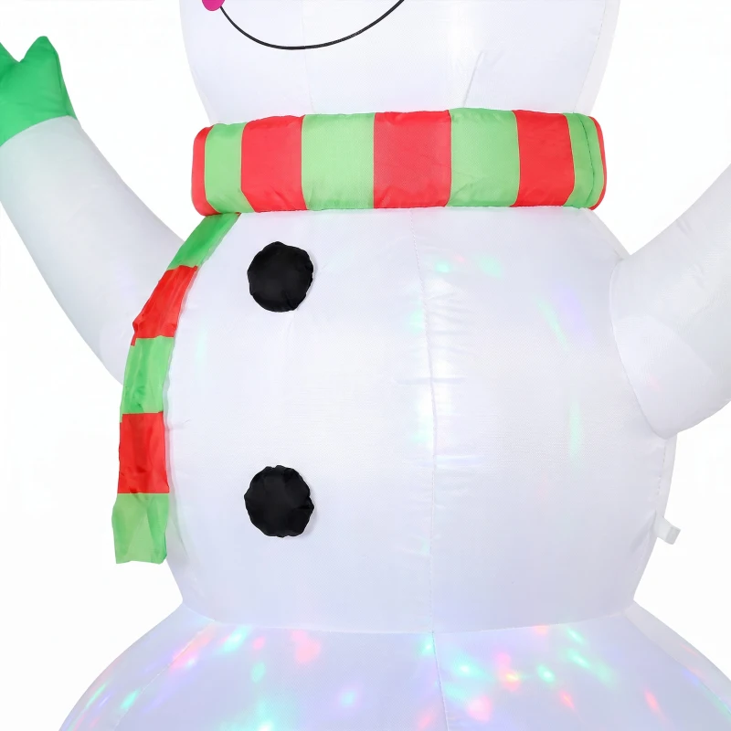 Outsunny Opblaasbare kerstsneeuwpop 243 cm met kleurrijke LED-verlichting, voor buiten