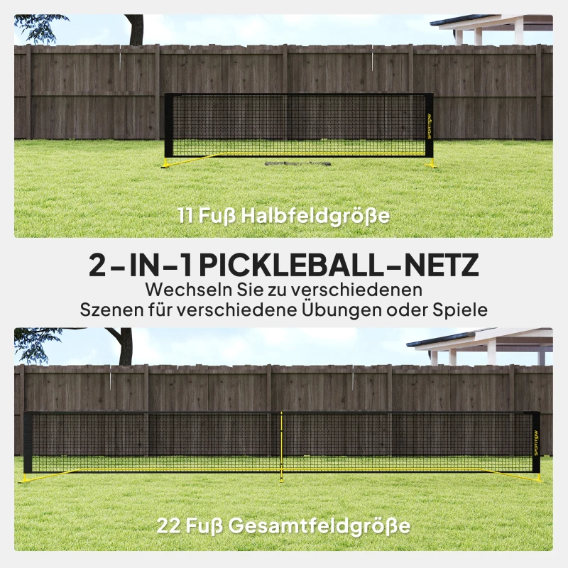 SPORTNOW Pickleball-Netz, tragbar, Metallgestell, Stoffnetz, mit Tragetasche, Gelb