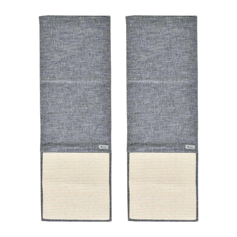 PawHut Tapis griffoir Chat Tapis à gratter en sisal Protection canapé Meuble Sol Lot de 2 pcs 130 x 45 cm Gris