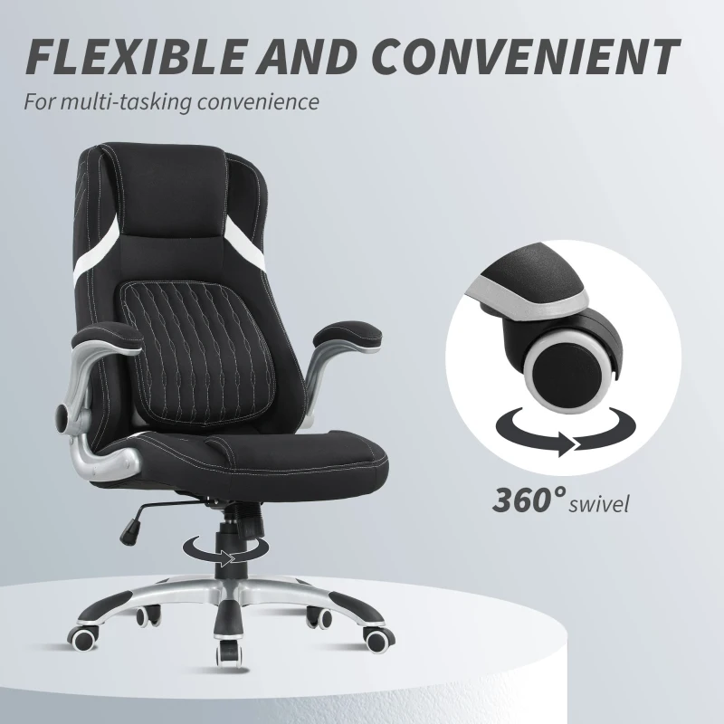 Vinsetto Linen-Look Office Chair, with Adjustable Height and Tension - Black