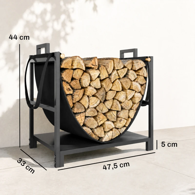 Outsunny Kaminholzregal 47,5 x 33 x 44cm erhöhtes Brennholzregal mit Canvas-Tragetasche bis 50 kg Indoor Outdoor
