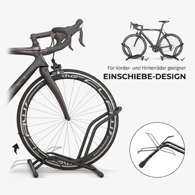 SPORTNOW Fietsstandaard van staal voor fietsen, vrijstaand, geschikt voor banden tot 85 mm, 59 x 41 x 38 cm, zwart