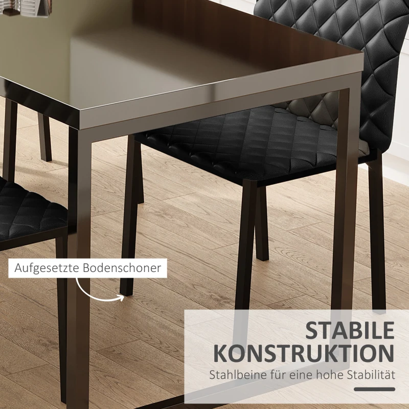 HOMCOM 4-delige Stoelenset Eetkamerstoelen Keukenstoelen 41 cm x 50 cm x 91 cm, Zwart
