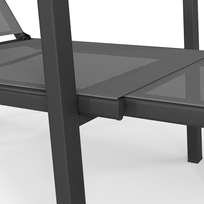 Outsunny Sun Loungers Set of 2 Retractable Footrest 5-Position Adjustable Steel Frame for Beach, Porch, Patio, Camping, Dark Grey