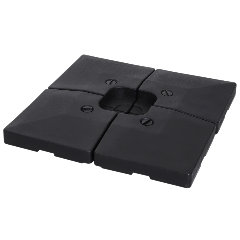 Outsunny 4 x Sonnenschirmgewicht HDPE Sonnenschirmständer befüllbar mit Sand Wasser HDPE-Kunststoff Schwarz Maße pro Element 51 x 51 x 12 cm bis zu 130 kg
