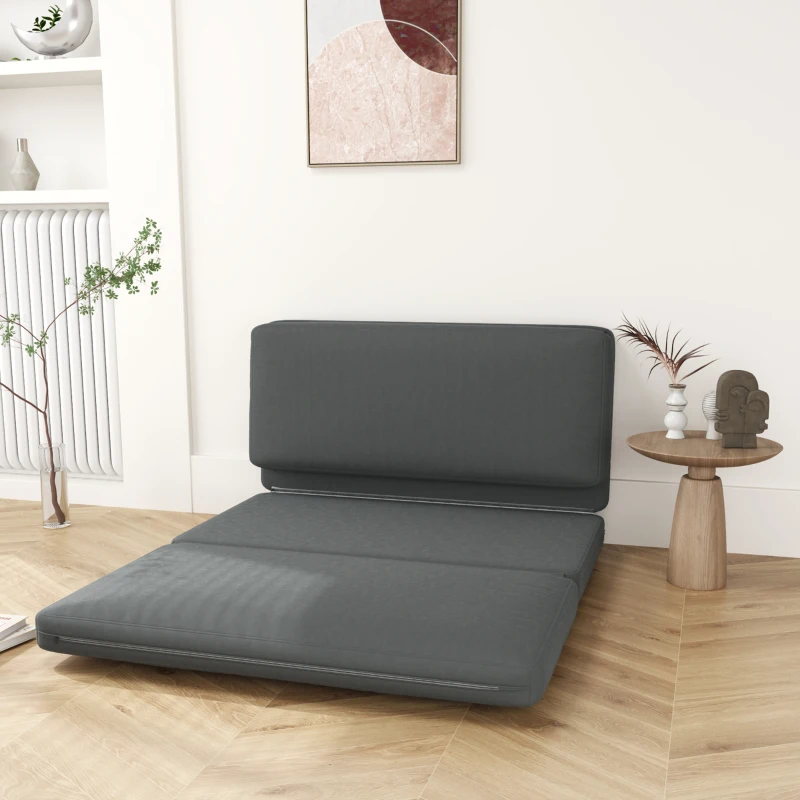 HOMCOM 3-in-1 faltbarer Relaxsessel, Gästematratze, teilbar, 138 cm breit, Dunkelgrau