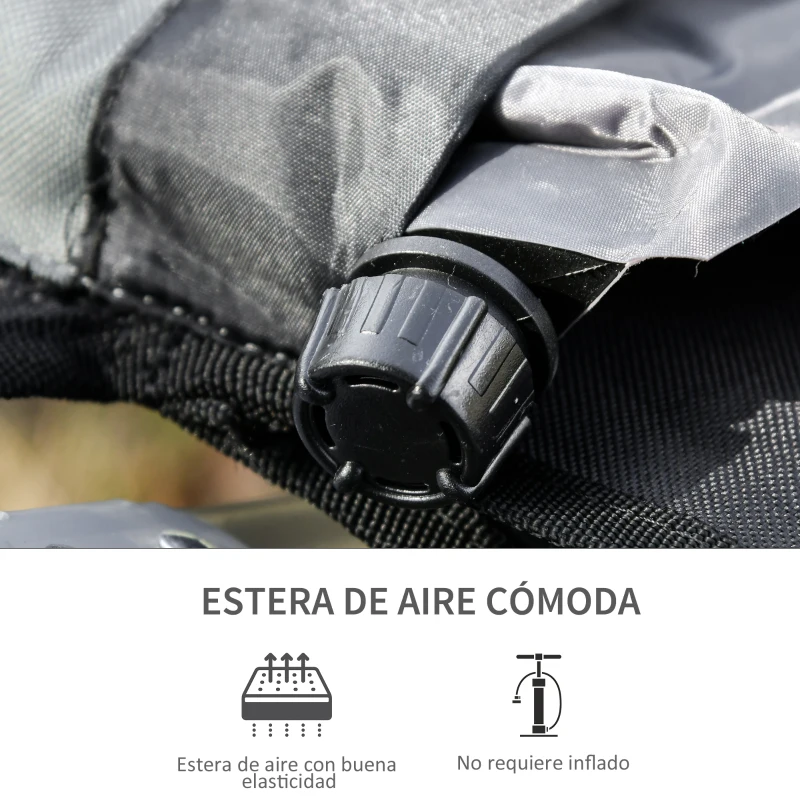 Outsunny Cama de Camping Plegable de Aluminio con Bolsa de Transporte Portátil con Acolchado Capacidad de Carga 114 kg para Interiores y Exteriores 210x86x42 cm Gris