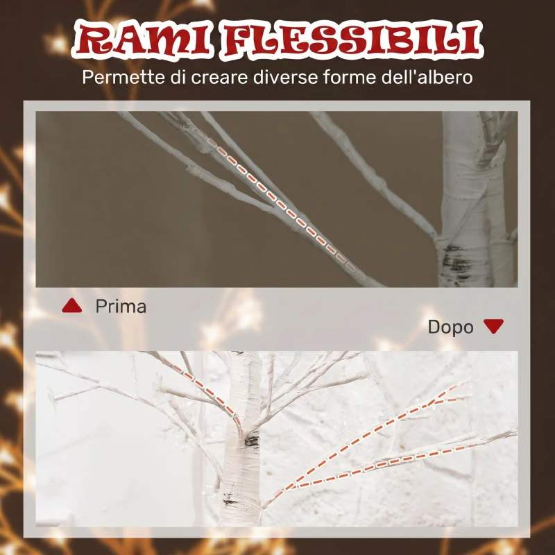 HOMCOM Albero Luminoso di Ciliegio con 120 Luci LED Alto 150 cm e 3 Livelli di Luminosità per Interni ed Esterni, Bianco