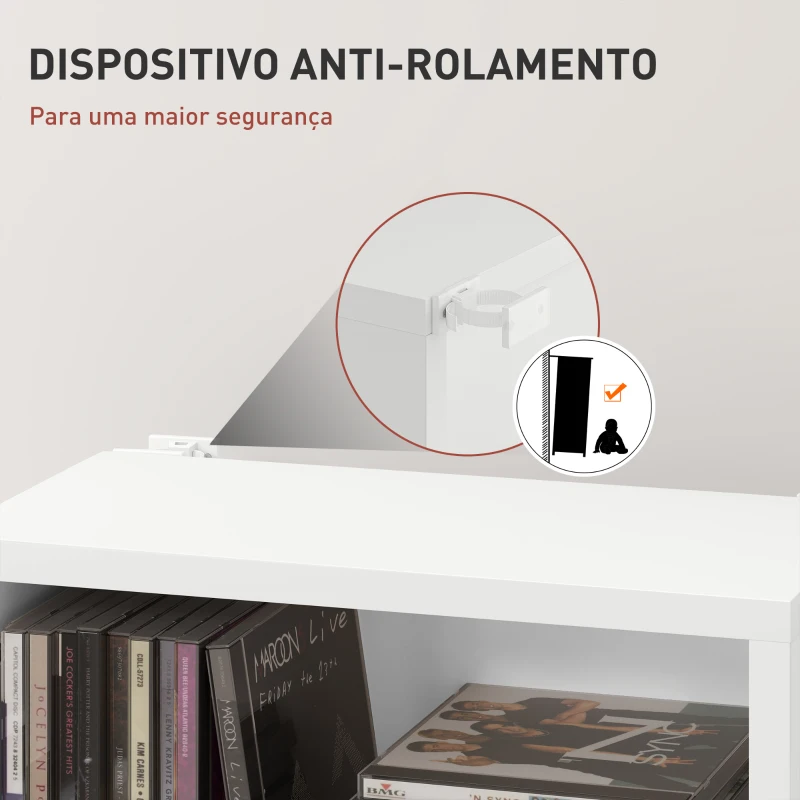 HOMCOM Estante para CDs e DVDs Suportes para CD Estreitos com 9 Compartimentos Prateleiras Ajustáveis 33x24x140 cm Branco
