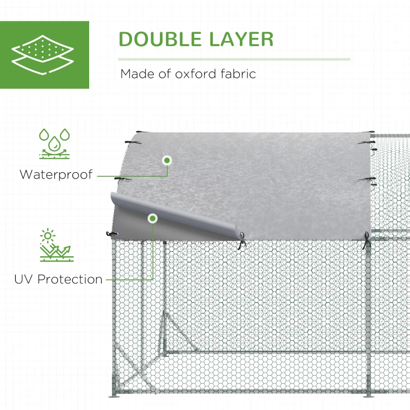PawHut Walk In Chicken Run Galvanised Chicken Coop Hen Poultry House Cage Pet Playpen Garden with Water-Resist Covers